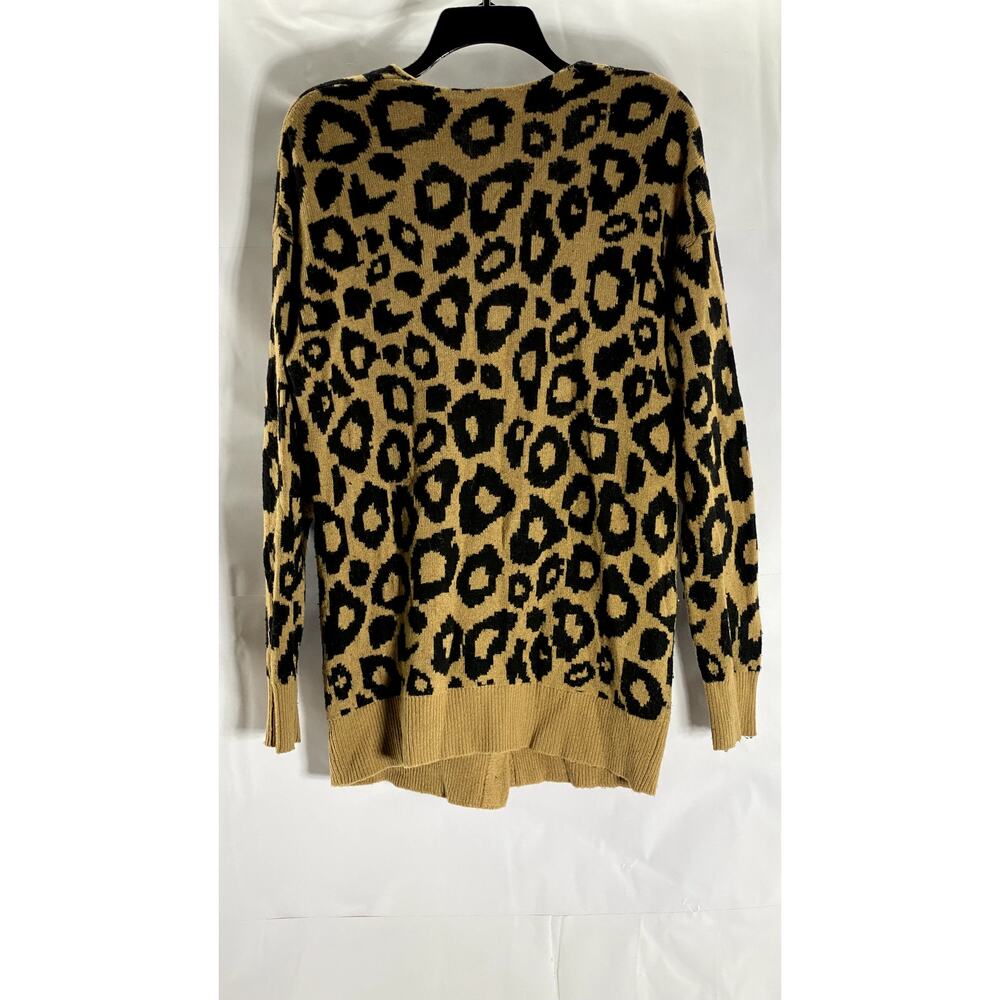SUNDAY BEST Women's Tan/Black Animal Print Button-Up Cardigan SZ S - Picture 2 of 11